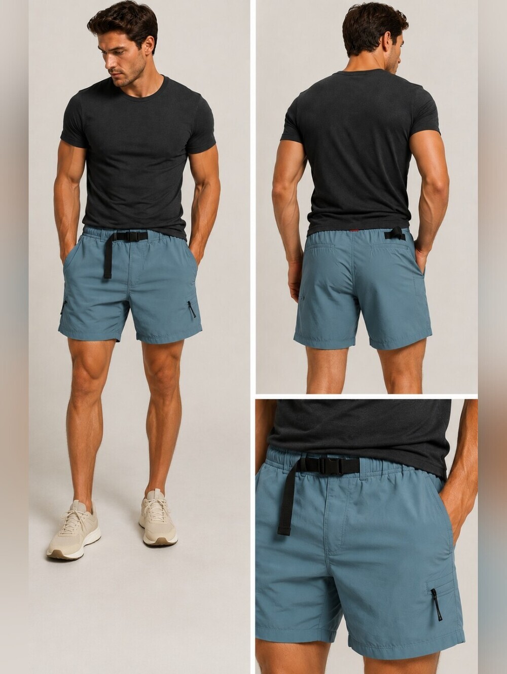 Levi Strauss Signature Belted Tech Shorts XL TG NWT Blue Gray Utility